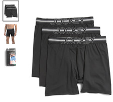 Men Jockey 3-Pack Microfiber Stretch Boxer Brief Stability Pouch Black Underwear