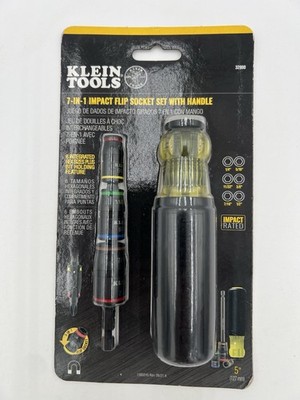 Klein Tools 32900R 7-in-1 Impact Flip Socket Set with Handle - 7 Piece