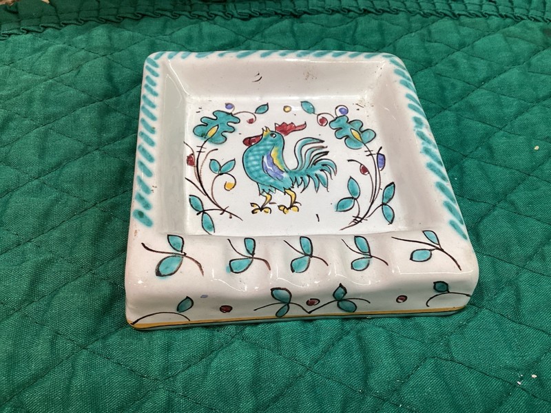 Green Rooster (Orvieto) by Deruta Italy  Square Ashtray