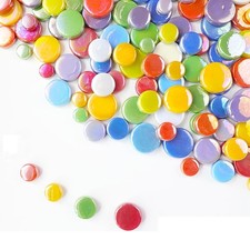 Mosaic Tiles for Crafts, 1.1LB Bulk Mix Round Iridescent Mosaic Glass Pieces ...