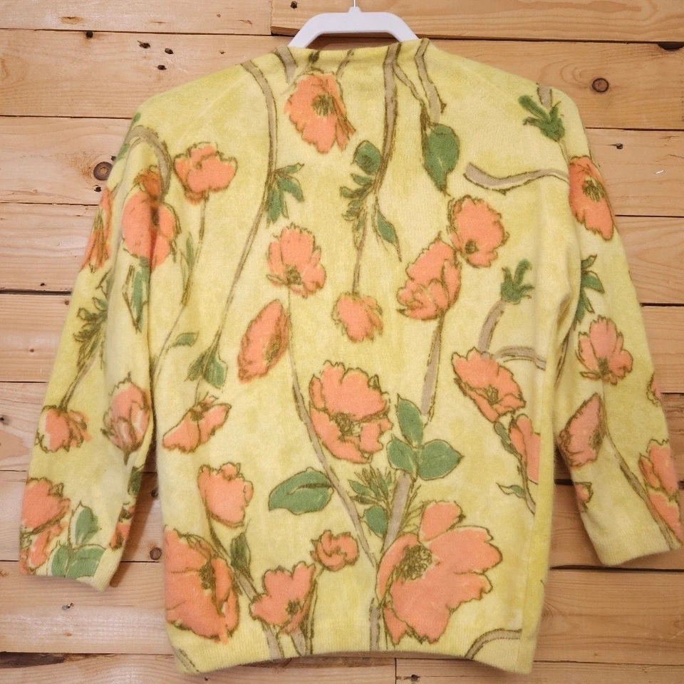 Cárdigan Angelon by Darlene Angora Lana de Cordero Floral De Colección Foto 2 de 4