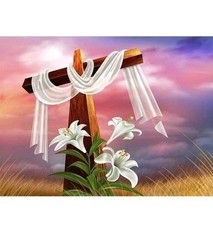 Flower Cross Diamond Painting Set - pigpigboss 5D 12x 16 Painting DIY GIFT 
