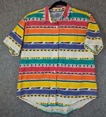 Sudden Impact Women s Small Button Down Short Sleeve Shirt Vintage Western Aztec