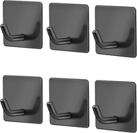 Js Handtuchhaken 6 StüCk Selbstklebend Schwarz Haken Klebehaken Ohne Bohren Hand