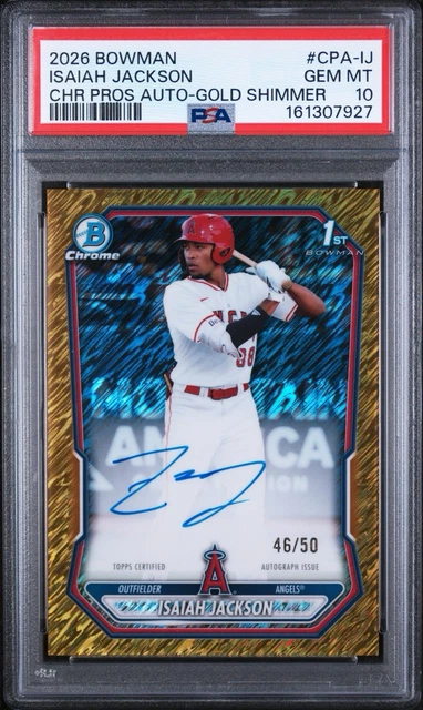 2026 Bowman Isaiah Jackson Gold Shimmer Refractor Auto 1st Bowman /50