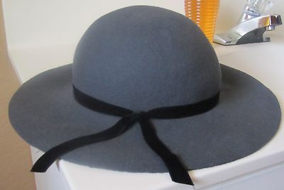 Kathy Jeanne 100% woolfelt hat grey black ribbon made in USA Vintage 100% Wool Kathy Jeanne Cloche Bucket Hat Gray w  main image 4