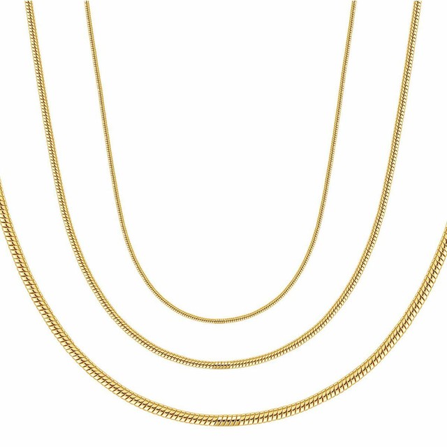 Damen Herren Schlangenkette Halskette 24 Karat Gold vergoldet gelbgold K6072DL Damen Herren Schlangenkette Halskette 24 Karat Gold vergoldet gelbgold K6072DL