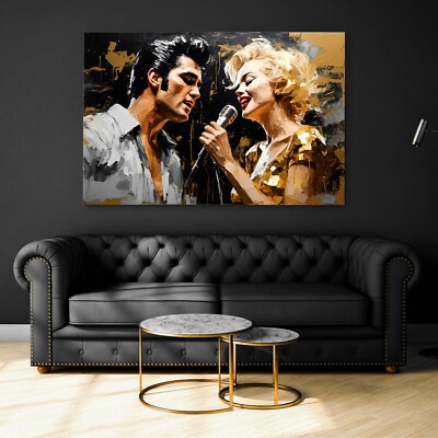 WANDBILD MARILYN MONROE , ELVIS PRESLEY KUNST DRUCK ACRYLGLAS LEINWAND , POSTER