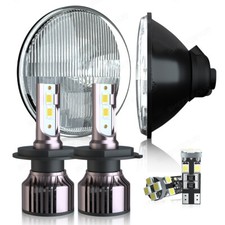 7" ROUND CLASSIC CAR SEALED BEAM HEADLIGHTS LED H4 CONVERSION PAIR SIDELIGHTS