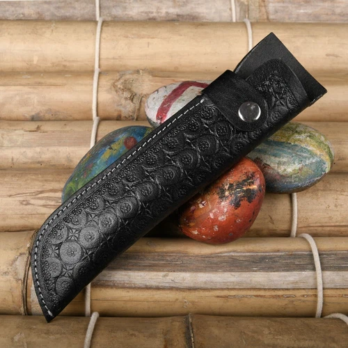 FITS UP TO 7” BLADE: 10" LONG HANDMADE LEATHER KNIFE SHEATH FOR FIXED BLADE