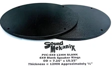 6x9" Plastic Speaker / Spacer Ring PVC-6x9 12MM BLANK One Pair Made in USA