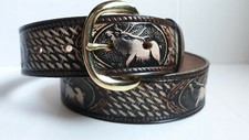 Brand New MADE IN THE USA Genuine Leather Brown Belt Elk Nature Theme