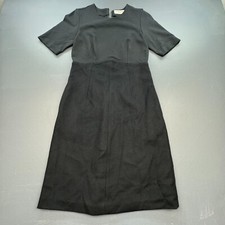 Canvas Black Dress Women’s Size 2 Short Sleeve Zip Back Career Office Workwear