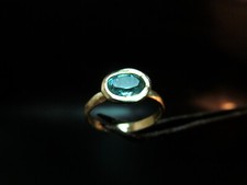 Tourmaline ring. 14K solid Yellow gold ring set with Greenish Tourmaline.