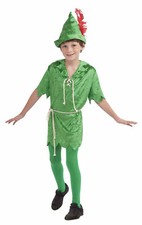 FORUM PETER PAN BOYS COSTUME SIZE LG 12-14 HAT, TUNIC, ROPE BELT  TIGHTS 66086