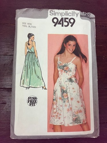 Simplicity 9459 Vintage 1980 Sundress Cinghie Schienale 2 Lunghezze Junior Teens 9-10 - Foto 4 di 4