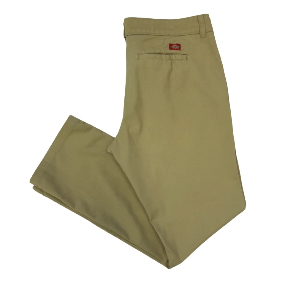 Dickies Straight Flex Trousers Beige Women's 36W 31L Workwear Zip Fly