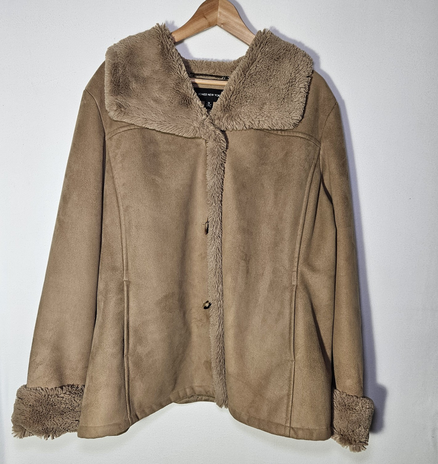 Y2K Penny Lane Faux Suede/Fur Lined Jacket Boho Retro Mob Wife Camel/Brown