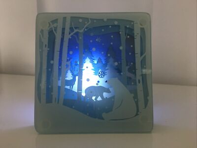 Lakeland 4 Eisbär Glasuntersetzer Stapel Magische 3D Winterszene Silikonfüße