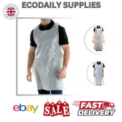 100 - 500 Einweg Kunststoff Schürzen Polyethylen Schürzen Öko Flachpackung Wasserdicht UK