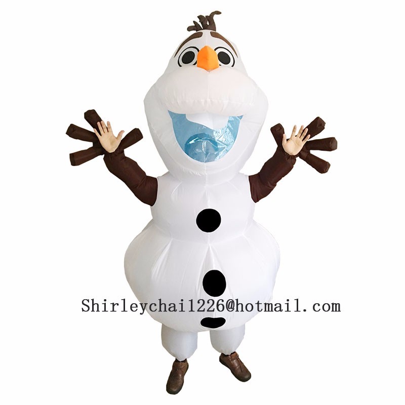 Olaf Halloween Snowman Inflatable Olaf Costume for Adult Fancy Suit White