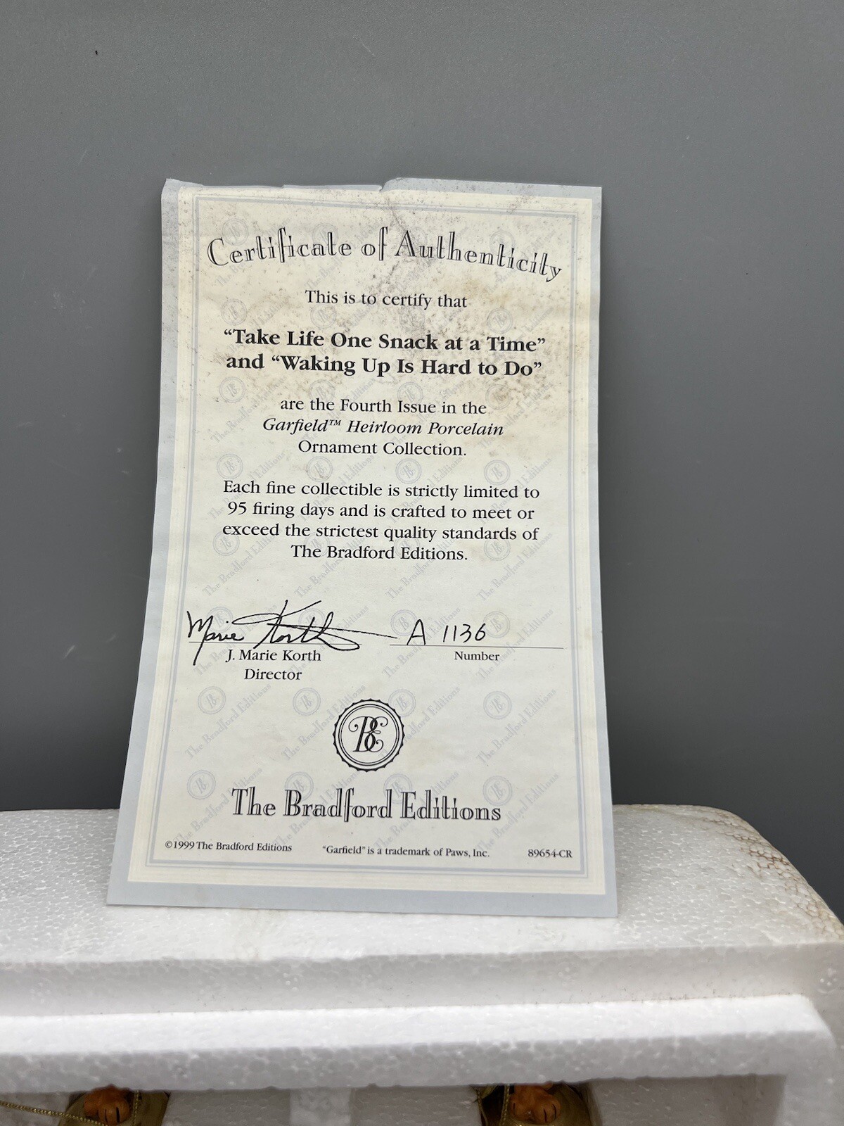 Bradford Exchange 1999 Garfield Heirloom Porcelain Ornaments 4th Issue NEW! - Picture 2 of 6