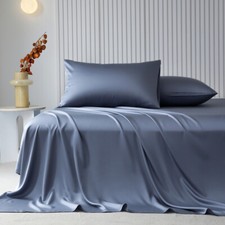 Silky Silk Blend Flat Sheet Set 2 Pillowcases Nature Fiber Silky Cool Flat Set