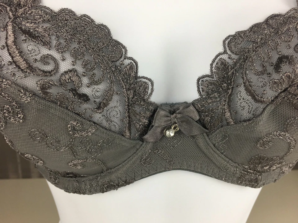 Sexy Lingerie Lace Plunge Underwire Bra Charcoal Grey - Alegro 9012 - Size 30-40 - Image 3 of 4