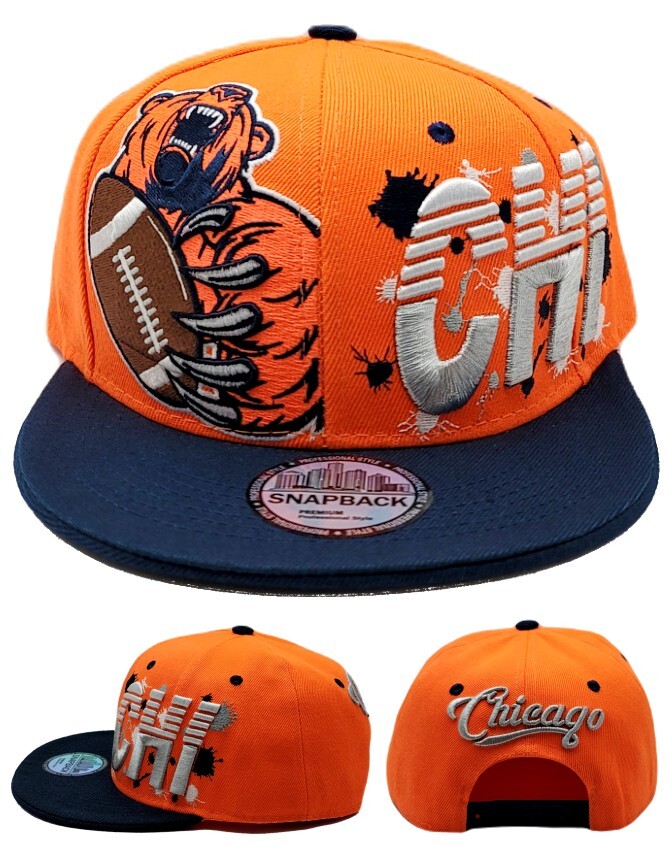 Chicago New Leader Splash Grizzly Claw Bears Orange Blue Era