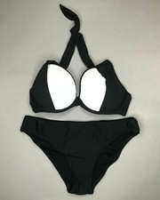 Jolidon Women's Bikini SET F2420 Underwired Padded Bra White/Black New 