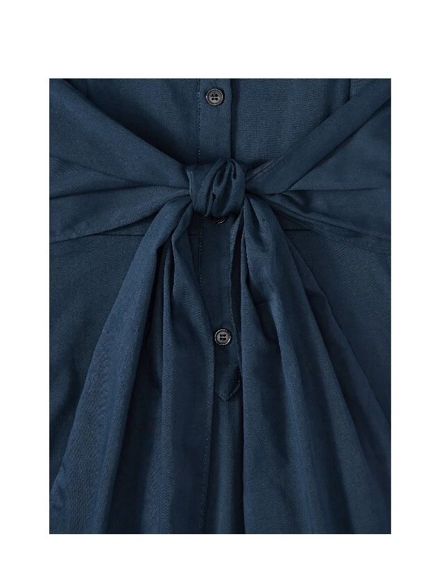 Women's Long Sleeve Cotton Poplin Navy Dress - Size 10 — 第 2/4 张图片