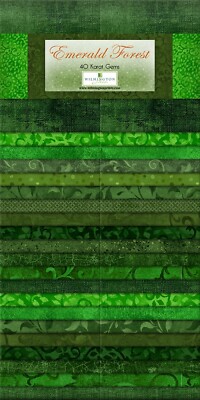 2-1/2in Strips Emerald Forest Wilmington Prints 40 Ps Green Fabric Karat Gems