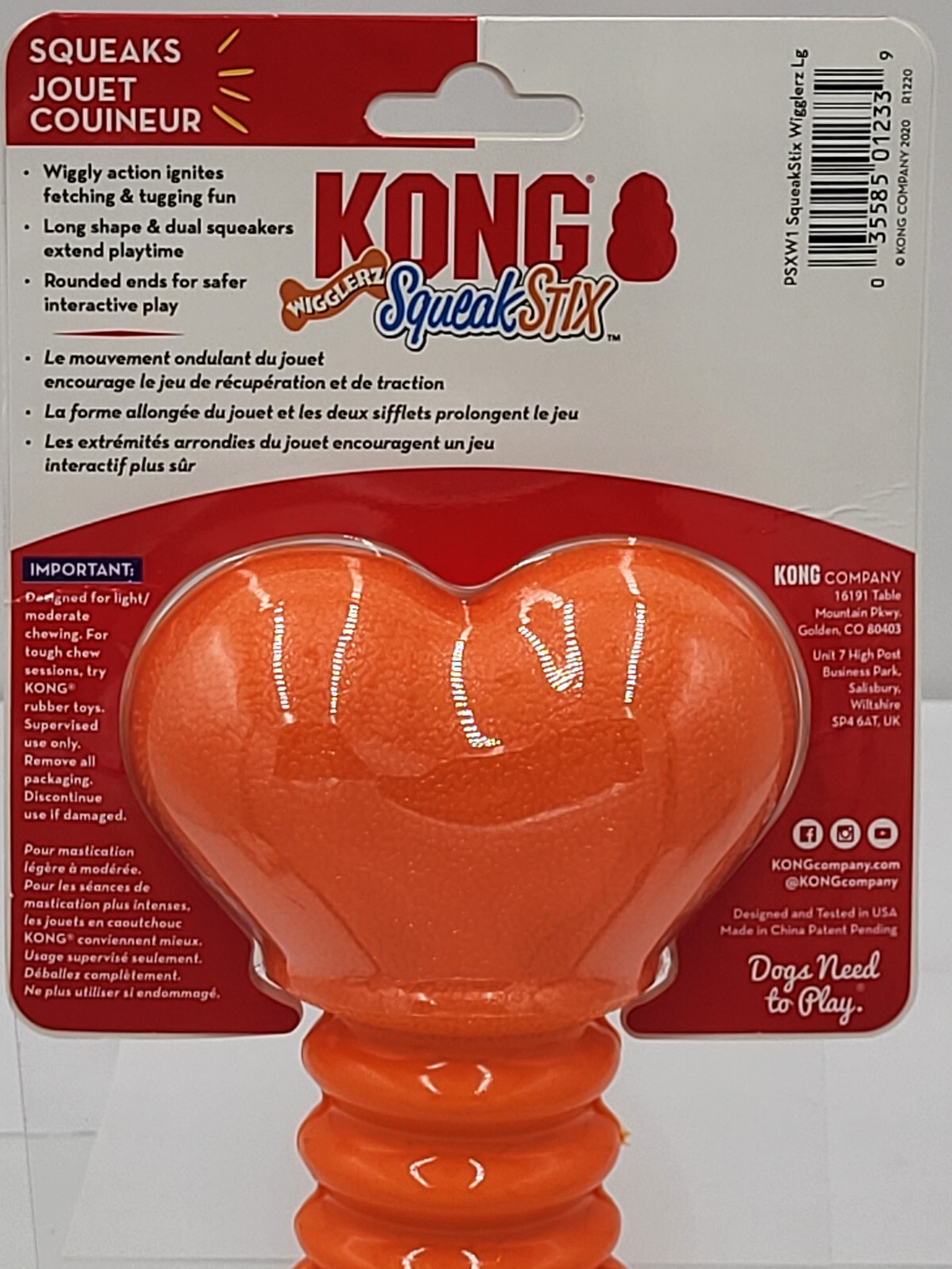 KONG SqueakStix Medium – Langes, Quietschendes Hundespielzeug Zum Apportieren & Zerren