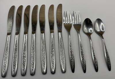 Customcraft CUS5 Stainless Dinner Flatware Knife Fork And Teaspoon Lot Of 11