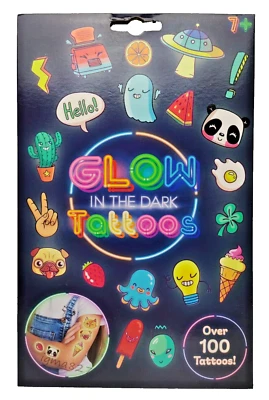 GRAFIX Glow In The Dark Tattoos Kids Over 100 Tattoos Girl & Boy 7+ Years