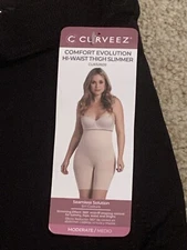 M CURVEEZ COMFORT EVOLUTION HI WAIST THIGH SLIMMER SHAPER CONTROL SEAMLESS BLACK