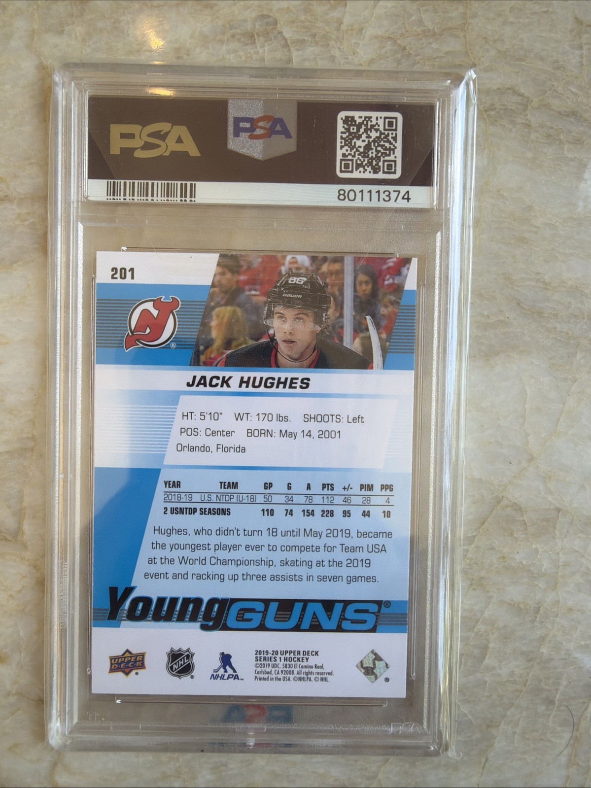🔥🔥JACK HUGHES ROOKIE PSA 10🔥🔥2019-20 Upper Deck - Young Guns view 2