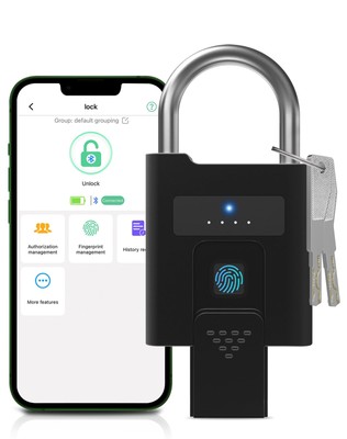 Fingerprint Padlock - Bluetooth APP Padlock with Key Backup, Smart Biometric ...