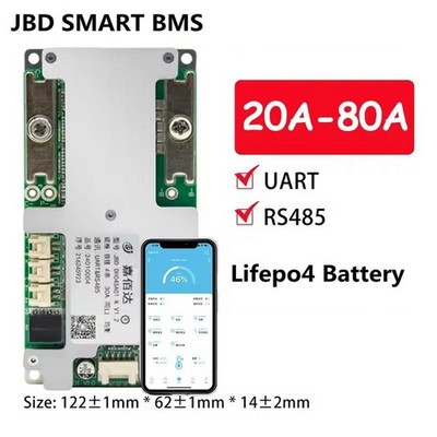 JBD Lifepo4 Battery Smart BMS 4S 12V 3S 20/30/50/80A w/BT RS485 CAN UART Balance