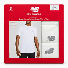 New Balance Men s Premium Cotton Crew Neck Tee 3-Pack White Size L