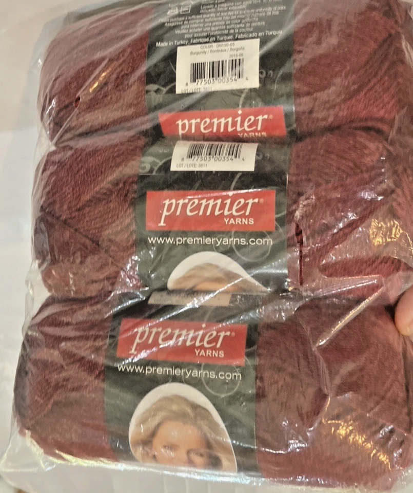 Premier Yarns- Serenity Sock Yarn Deborah Norville Burgundy  Lot Of 3 Skeins - Image 3 of 4