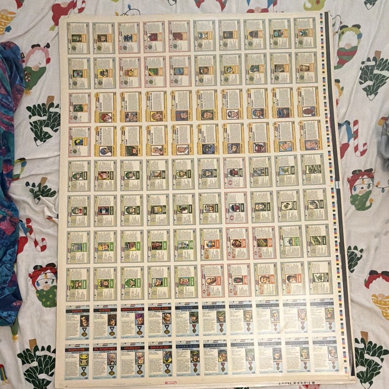 Impel G.I. Joe Honor Roll Uncut Trading Card Sheet Crazy Legs, Knockdown,