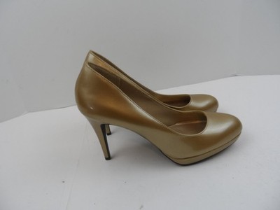 Christian Siriano For Payless Gold Platform Stilleto Shoes Faux Leather-Size 12