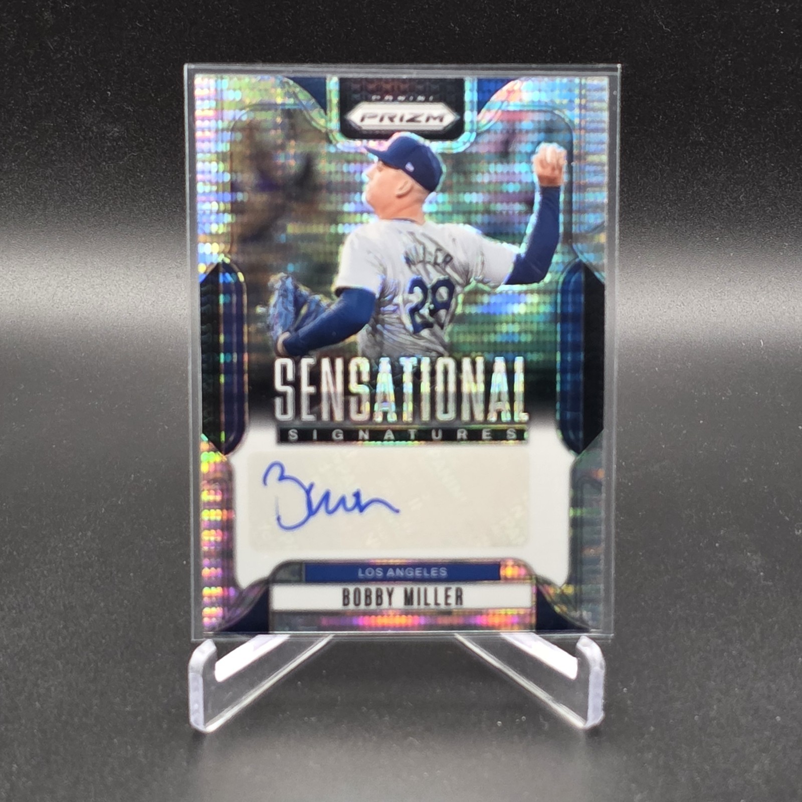 2025 Panini Prizm Bobby Miller #SS-BM Sensational Signatures Pulsar /199