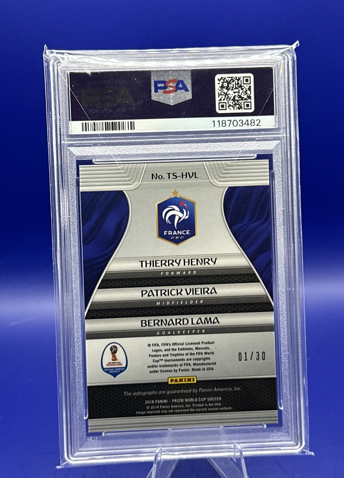 2018 Prizm WC Trio AUTO # HVL Thierry Henry Vieira Lama PSA 9/9 SSP #1/30 France view 4