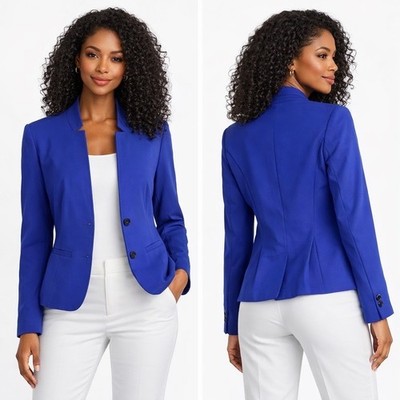 LOFT Ann Taylor Royal Blue Stand Collar Blazer Jacket 8 Preppy Academia 89-20