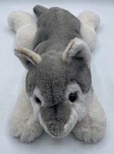 Husky Wolf Dog 16" Plush Puppy Grey/White Stuff Toy Laying FAO Schwarz Plush B8