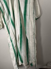 Handmade Cotton Men's Kaftan White Green Striped Hooded One Size