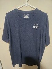 Under Armour Freedom Flag T-Shirt Mens Sz L Blue Loose Fit Short Sleeve Tee