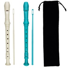 2 Pack German Style 8 Hole-3 Piece Descant Soprano Recorders with Cleaning Ro...